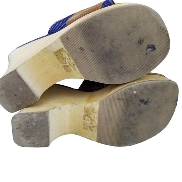 Bratz vintage Steve Madden patch work platform wedge square toe slide sandals - Picture 4 of 10